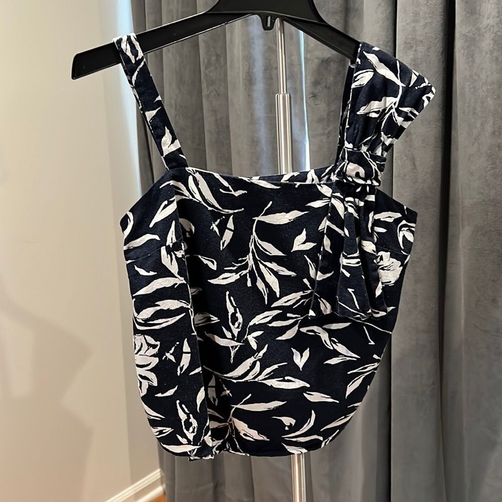 Maeve cropped asymmetric strap top